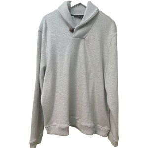 Tasso Elba Mens Sweater Size XL 100% Cotton Light gray Toggle Collar